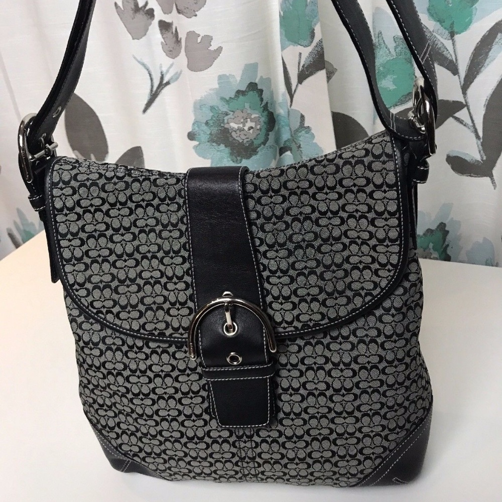 Coach Medium Sized Black Signature Crossbody Purse